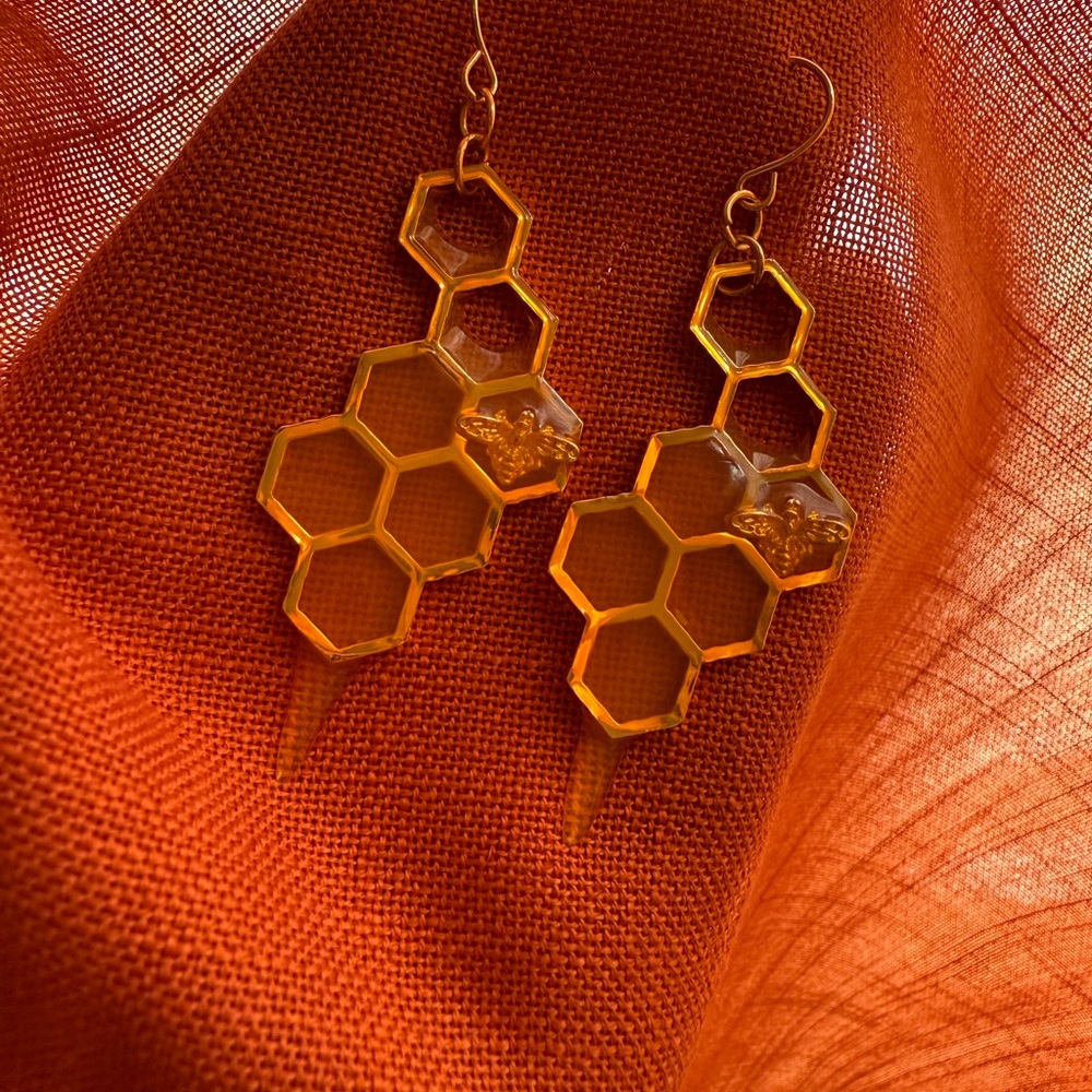 Honeycomb Gold Earrings